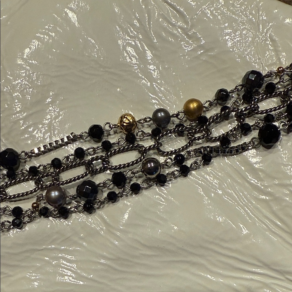 Tocara Elegant Silver, Gold, Black and Grey 5 Row Chain Bracelet! - Picture 10 of 11